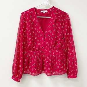Madewell V-Neck Peplum Blouse in Little Lilies
